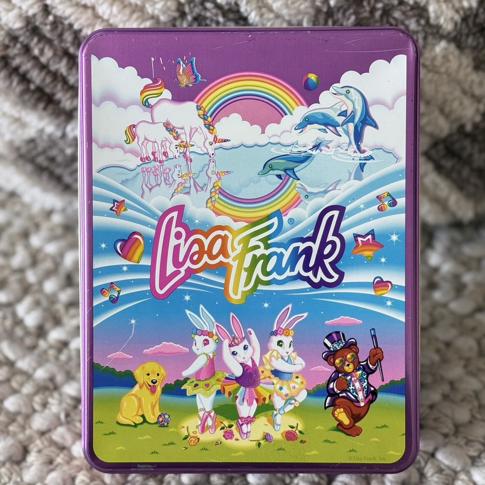 Lisa Frank Collectable Stationary Tin Vtg 90s Rare First In Series Bunnies GOOD